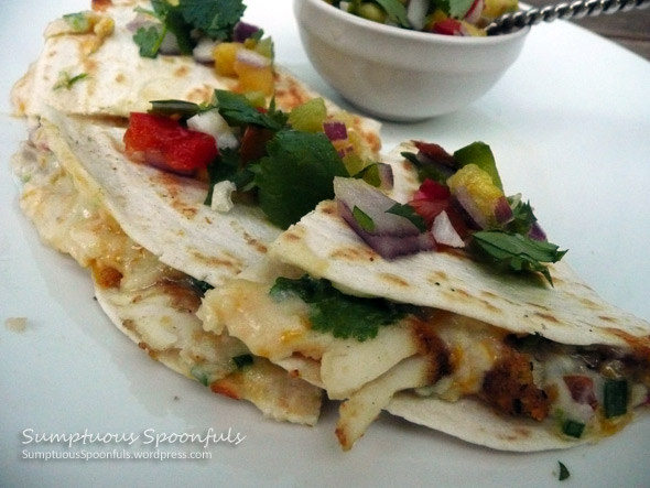 Fish & White Bean Quesadillas with Pineapple Salsa