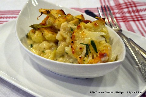 Roasted Spicy Cauliflower & Goat Cheese Gratin