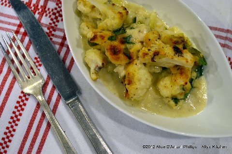 Roasted Spicy Cauliflower & Goat Cheese Gratin