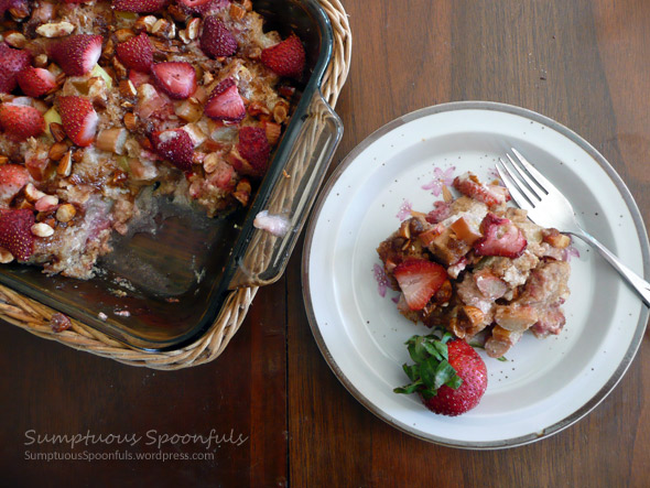 Strawberry Rhubarb Baked French Toast with Mascarpone Cheese