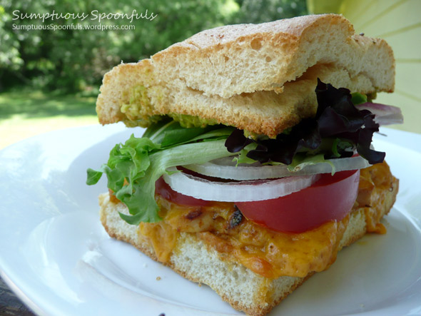 Cheddar Chile Chicken Avocado Sandwich on Toasted Focaccia