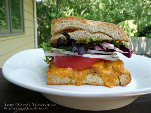 Cheddar Chile Chicken Avocado Sandwich on Toasted Focaccia