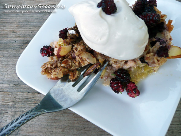 Mulberry Rhubarb Baked Oatmeal Crumble