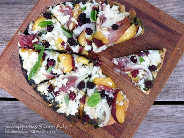 Peach Berry Prosciutto Pesto Pizza