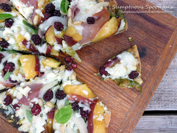 Peach Berry Prosciutto Pesto Pizza