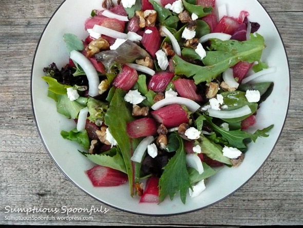 Rhubarb, Walnut, Goat Cheese & Gorgonzola Salad