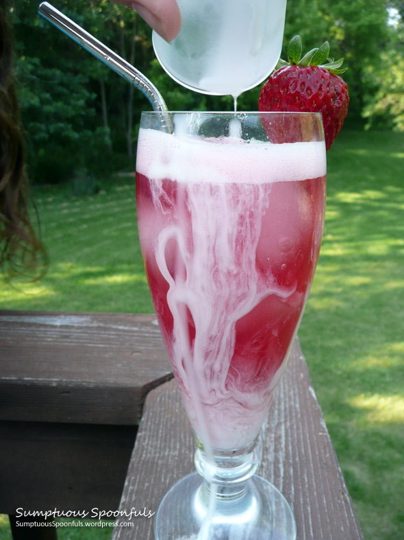 Strawberry Mulberry Basil Italian Cream Sodas