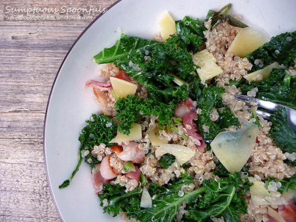 Wilted Kale, Quinoa & Bacon Salad