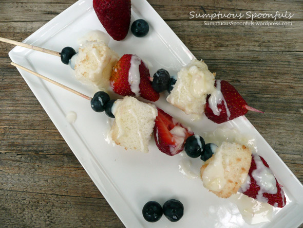 Fourth of July Fruit Kebabs with a Honey Lime Ginger Yogurt Sauce