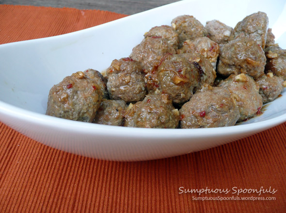 Asian Ginger Party Meatballs ~ from Sumptuous Spoonfuls #Asian #Ginger #Meatball #Recipe