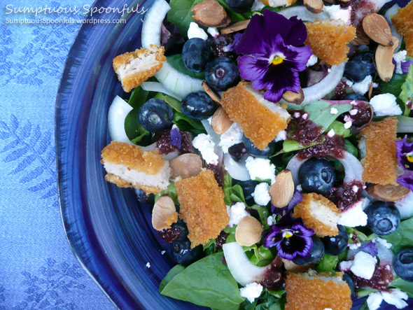 Blueberry Chicken Salad with Goat Cheese, Almonds & Cherry Malbec Vinaigrette