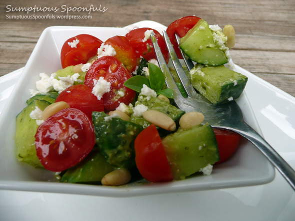 Cucumber Buttermilk Pesto Salad