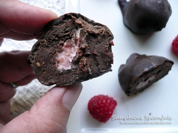 Raspberry Cream Brownie Truffles