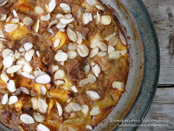 Caramel Peach Bread Pudding