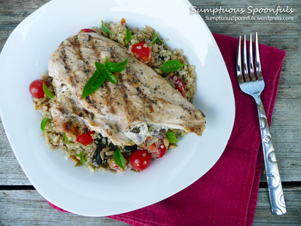 Grilled Chicken Stuffed with Eggplant Tarragon Cream