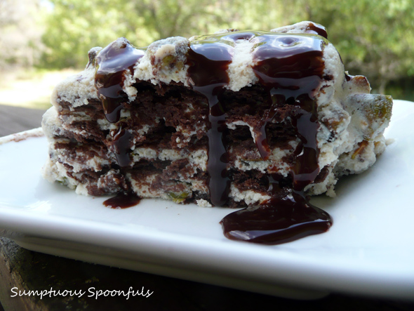 Chocolate Pistachio Cannoli Icebox Cake