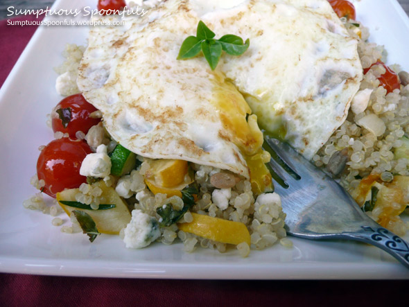Savory Breakfast Quinoa with Harvest Vegetables & Blue cheese