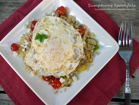 Savory Breakfast Quinoa with Harvest Vegetables & Blue cheese