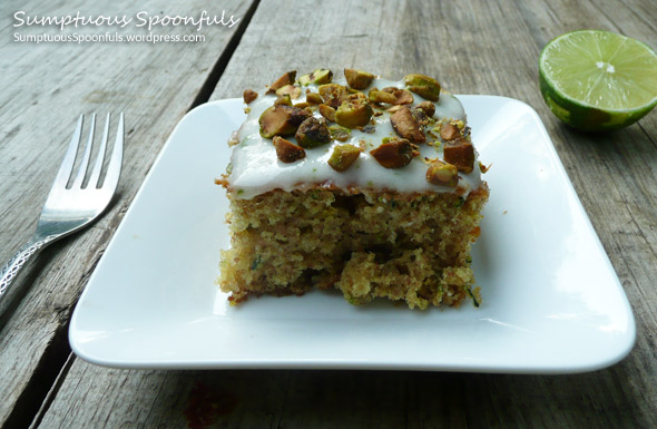 Zucchini Lime Cake with Pistachios ~ Sumptuous Spoonfuls #zucchini #cake #recipe