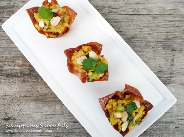 Curried Chicken Salad in Crispy Wonton Cups