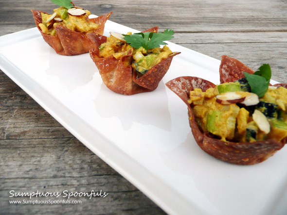 Curried Chicken Salad in Crispy Wonton Cups