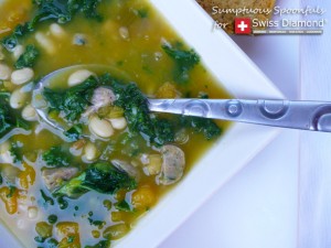 Great Northern Pumpkin, Kale & Sausage Stew ~ Recipe Developed for Swiss Diamond International