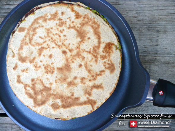 Black Bean Chipotle Quesadilla with Avocado Cream in Swiss Diamond International Crepe/Omelet Pan