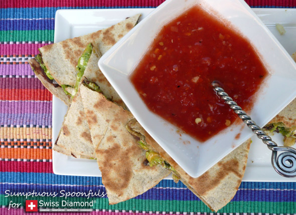 Black Bean Chipotle Quesadillas with Avocado Cream