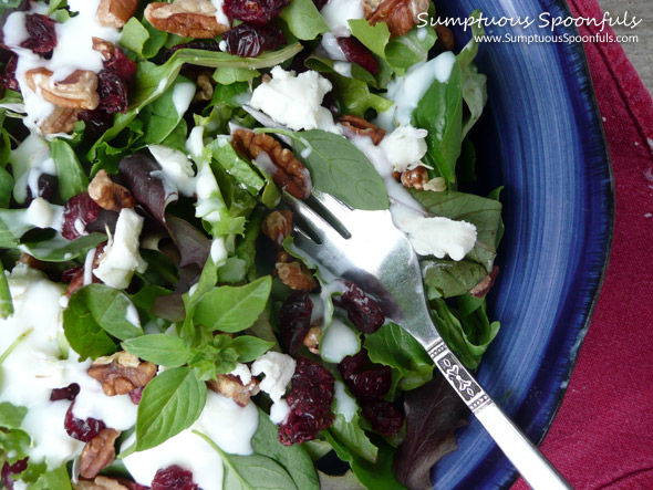 Cranberry Pecan Salad with Goat Cheese Crumbles ~ SumptuousSpoonfuls.com