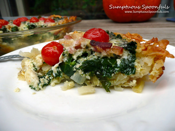 Havarti Kale Tomato Pie with Hashbrown Crust