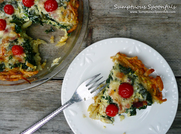 Havarti Kale Tomato Pie with Hashbrown Crust
