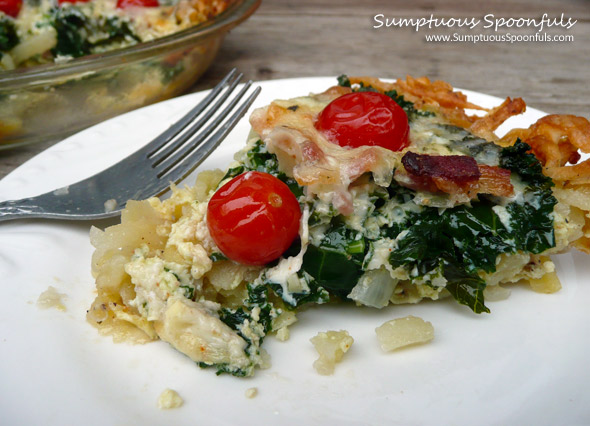 Havarti Kale Tomato Pie with Hashbrown Crust