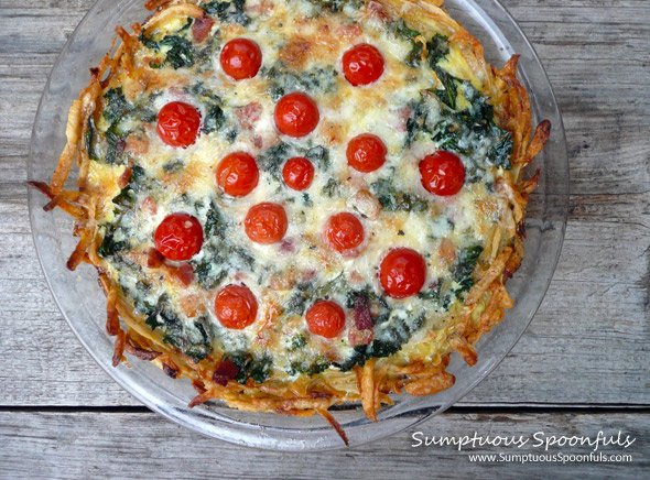 Havarti Kale Tomato Pie with Hashbrown Crust