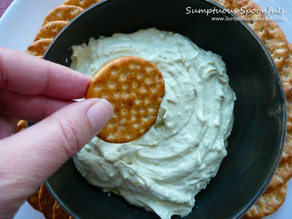 Balsamic Avocado Cheese Dip ~ Sumptuous Spoonfuls #avocado #cheese #dip #recipe