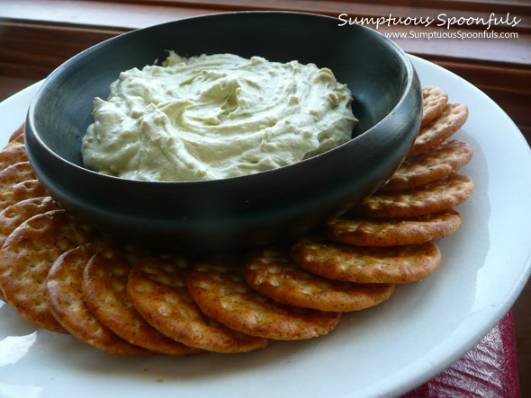 Balsamic Avocado Cheese Dip ~ Sumptuous Spoonfuls #avocado #cheese #dip #recipe