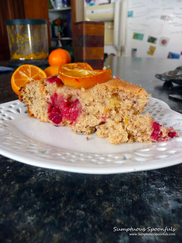 Country Cranberry Kumquat Coffeecake ~ from Sumptuous Spoonfuls #cranberry #coffeecake #recipe