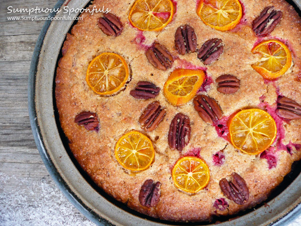 Country Cranberry Kumquat Coffeecake ~ from Sumptuous Spoonfuls #cranberry #coffeecake #recipe
