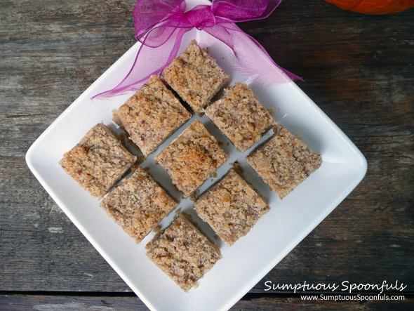 Crumb Topped Pumpkin Cheesecake Squares ~ Sumptuous Spoonfuls #pumpkin #cheesecake #recipe