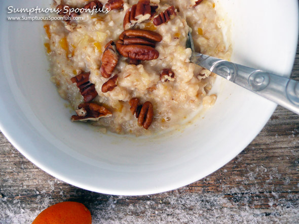 Kumquat Maple Pecan Oatmeal ~ Sumptuous Spoonfuls #kumquat #oatmeal #recipe #quick 