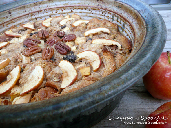 Apple Cinnamon Chai Bread Pudding ~ from Sumptuous Spoonfuls #apple #bread pudding #recipe