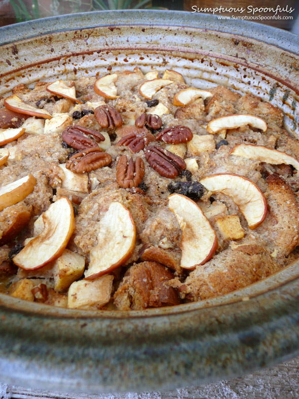 Apple Cinnamon Chai Bread Pudding ~ from Sumptuous Spoonfuls #apple #bread pudding #recipe