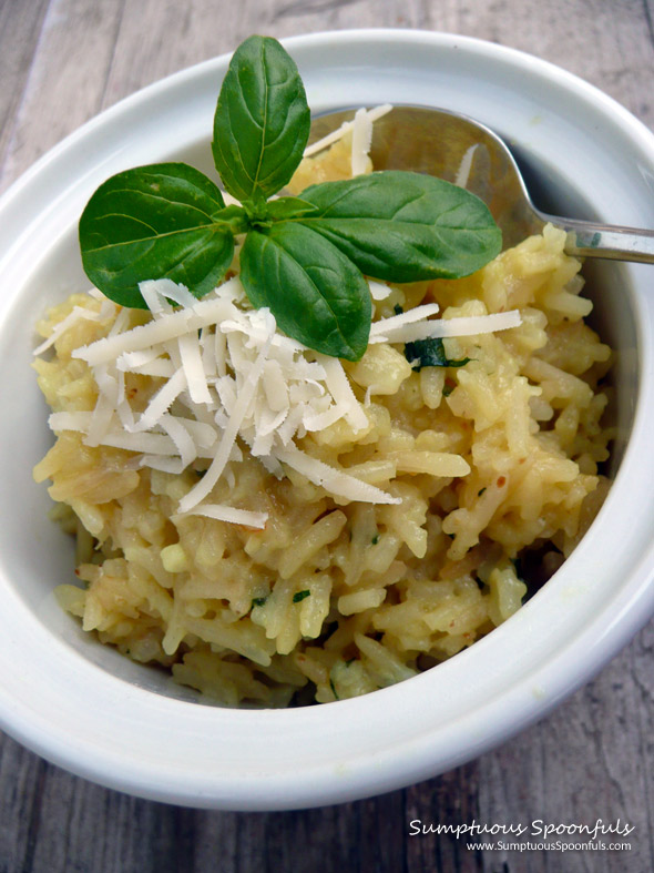 Basil Asiago Risotto ~ from Sumptuous Spoonfuls #basil #asiago #risotto #recipe