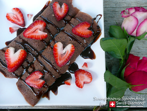 Chocolate Strawberry Truffle Crepes from Sumptuous Spoonfuls #chocolate #crepes #recipe