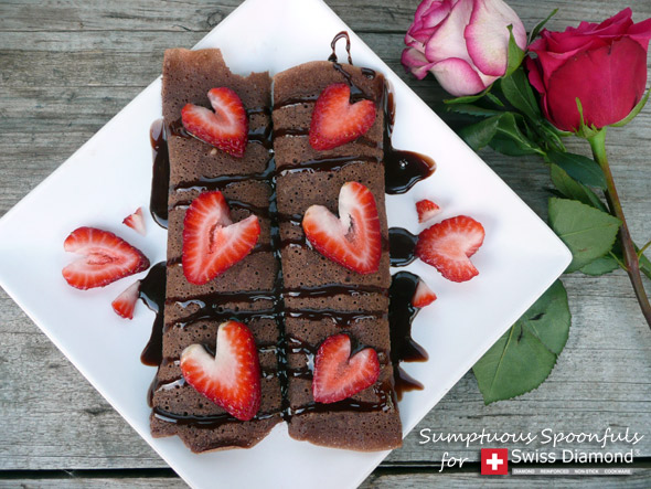 Chocolate Strawberry Truffle Crepes from Sumptuous Spoonfuls #chocolate #crepes #recipe