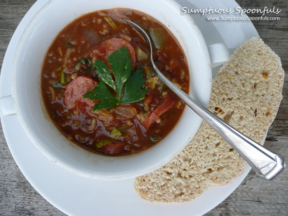 Creole Stout Sausage Gumbo from Sumptuous Spoonfuls #creole #gumbo #recipe