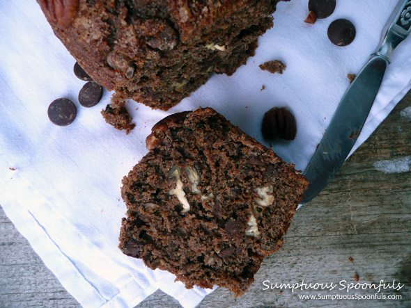 Double Chocolate Pecan Banana Bread ~ from Sumptuous Spoonfuls #chocolate #banana bread #recipe