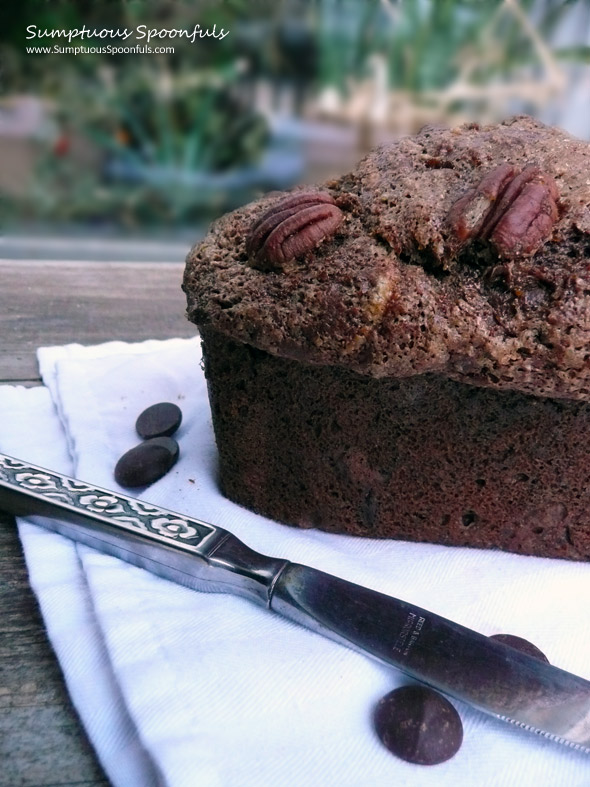 Double Chocolate Pecan Banana Bread ~ from Sumptuous Spoonfuls #chocolate #banana bread #recipe