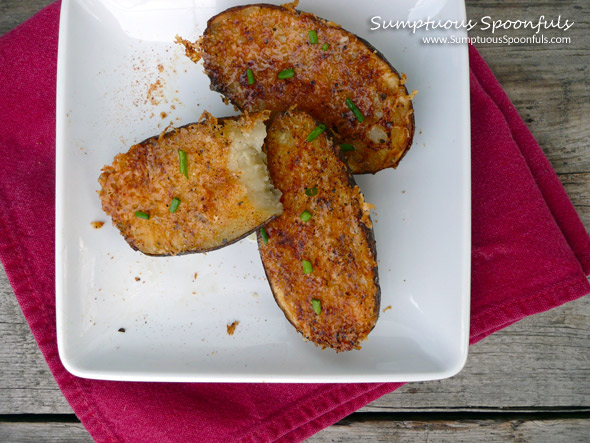 Parmesan Crusted Potatoes ~ Sumptuous Spoonfuls #potato #recipe