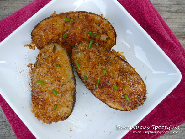 Parmesan Crusted Potatoes ~ Sumptuous Spoonfuls #potato #recipe