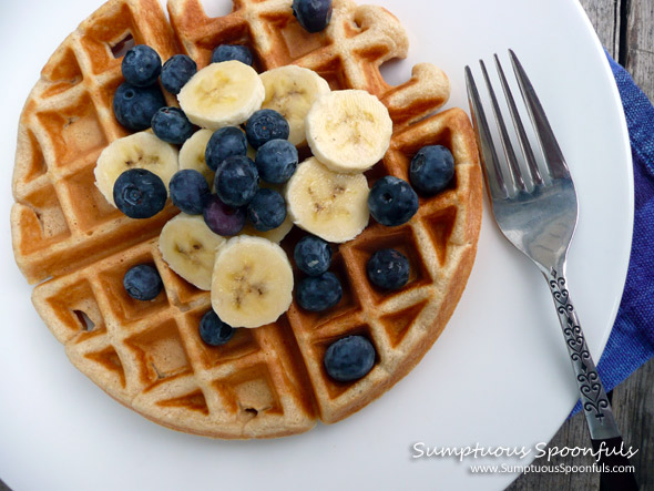 Sunday Vanilla Waffles from Scratch ~ Sumptuous Spoonfuls #waffle #recipe